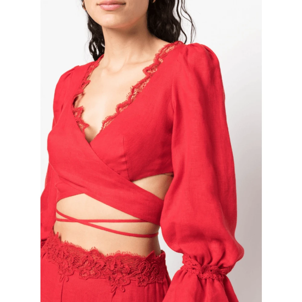 Ermanno Scervino Rode Kanten Wrap Top Red Dames