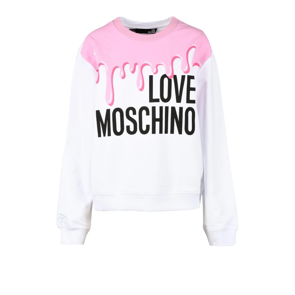 Love Moschino Wit Roze Sweatshirt voor Vrouwen White Dames