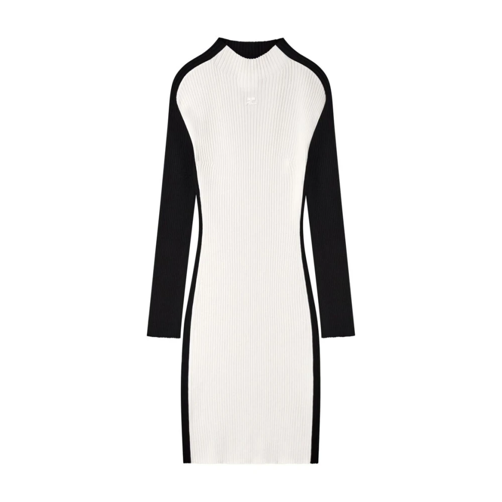 Courrèges Gebreide Color-Block Jurk White Dames