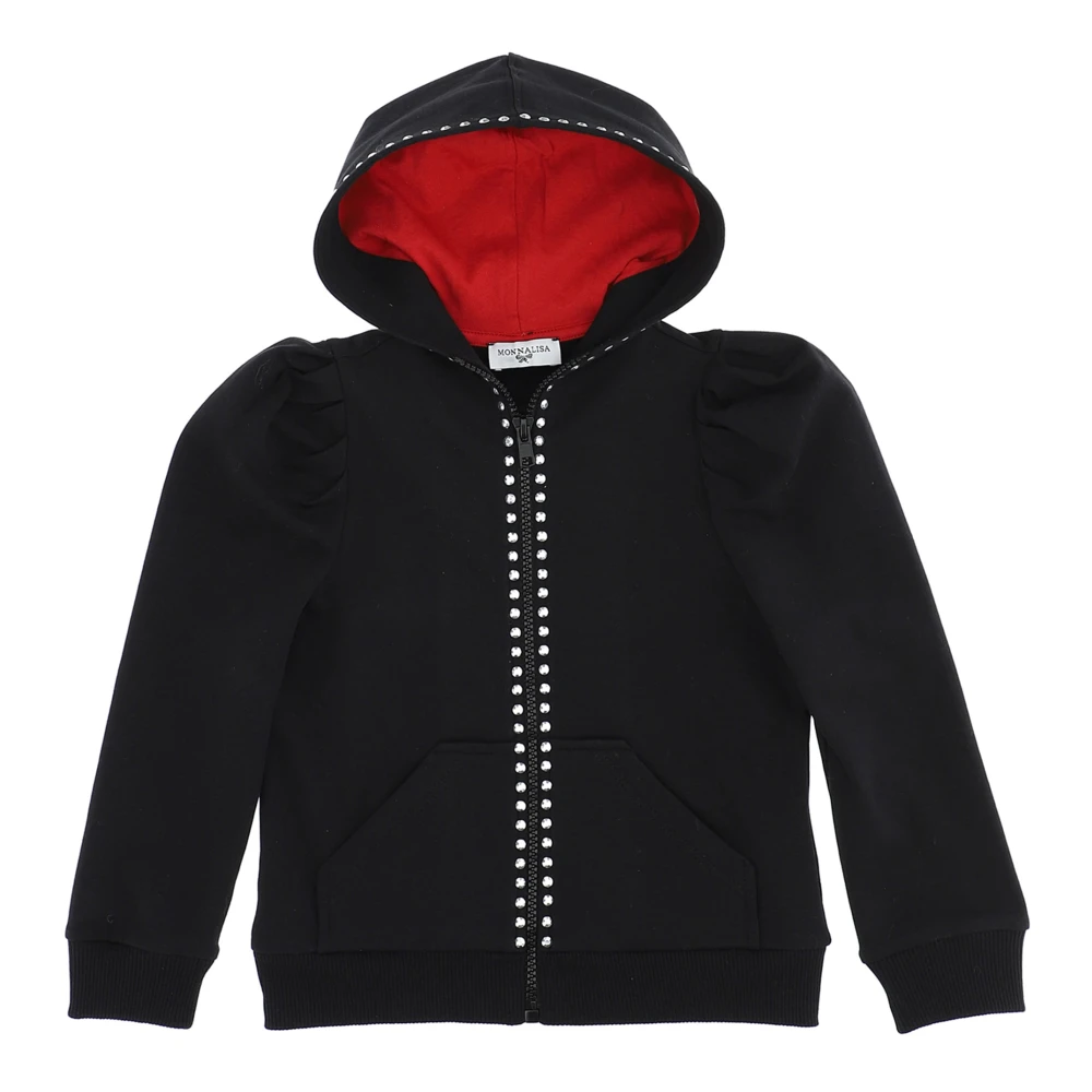 Monnalisa Girls Black Hooded Sweatshirt - Kids Sweatshirts - 2 Y - Kids