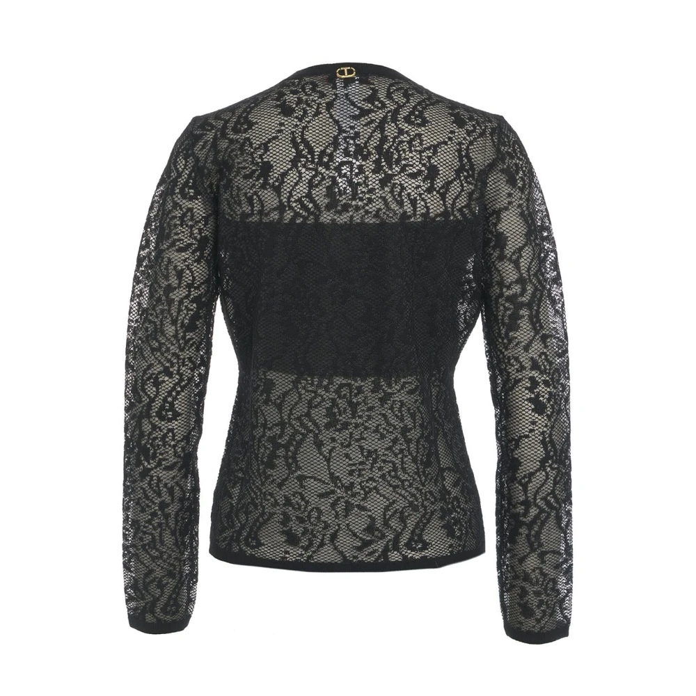 Twinset Zwarte Kant Trui Aw24 Black Dames