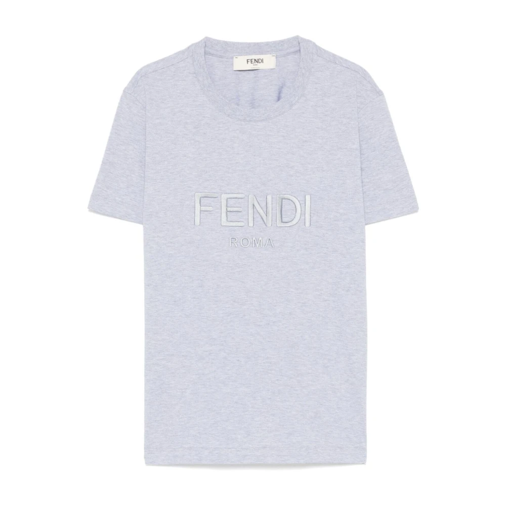 Fendi Katoenen T-shirt met logo Gray Dames