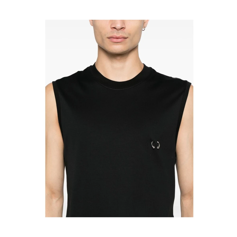 Mugler Zwart Mouwloos Shirt met Ronde Hals Black Heren