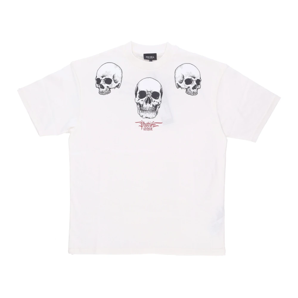 Phobia Archive Herren Weiß Triple Skull Print Tee