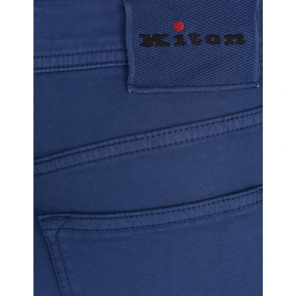 Kiton Blauwe Katoen Elastaan Gevoerde Broek Blue Heren