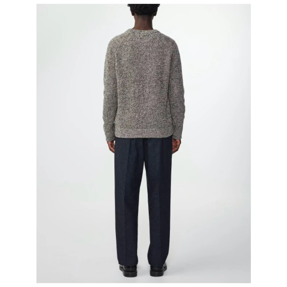 Nn07 Klassieke Geribbelde Ronde Hals Trui Gray Heren