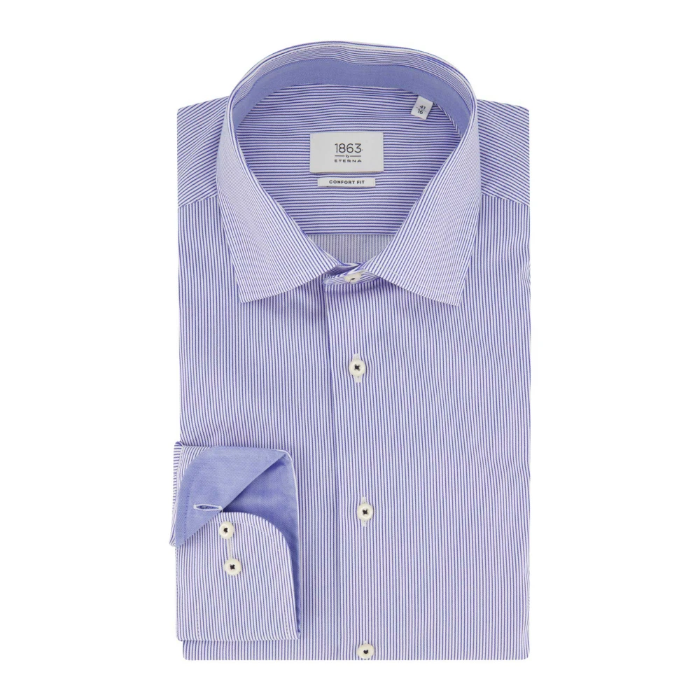 Eterna Blauw Gestreepte Overhemdjurk Blue Heren