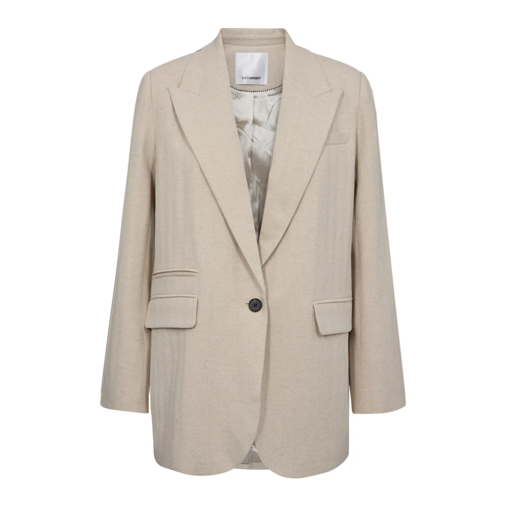Co'couture Beige Blazers, Female, Xl, Single Linen Blazer 199-Bone