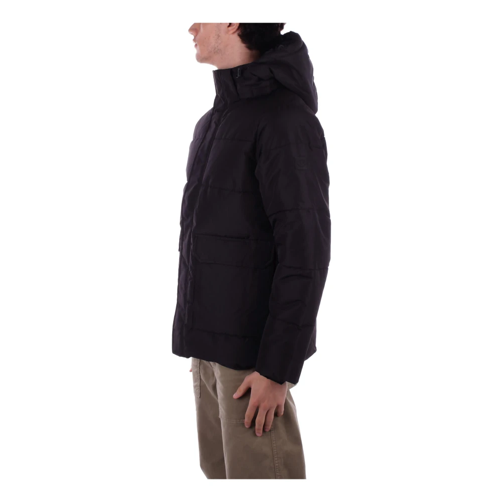 Only & Sons Zwarte jas met capuchon rits zakken Black Heren