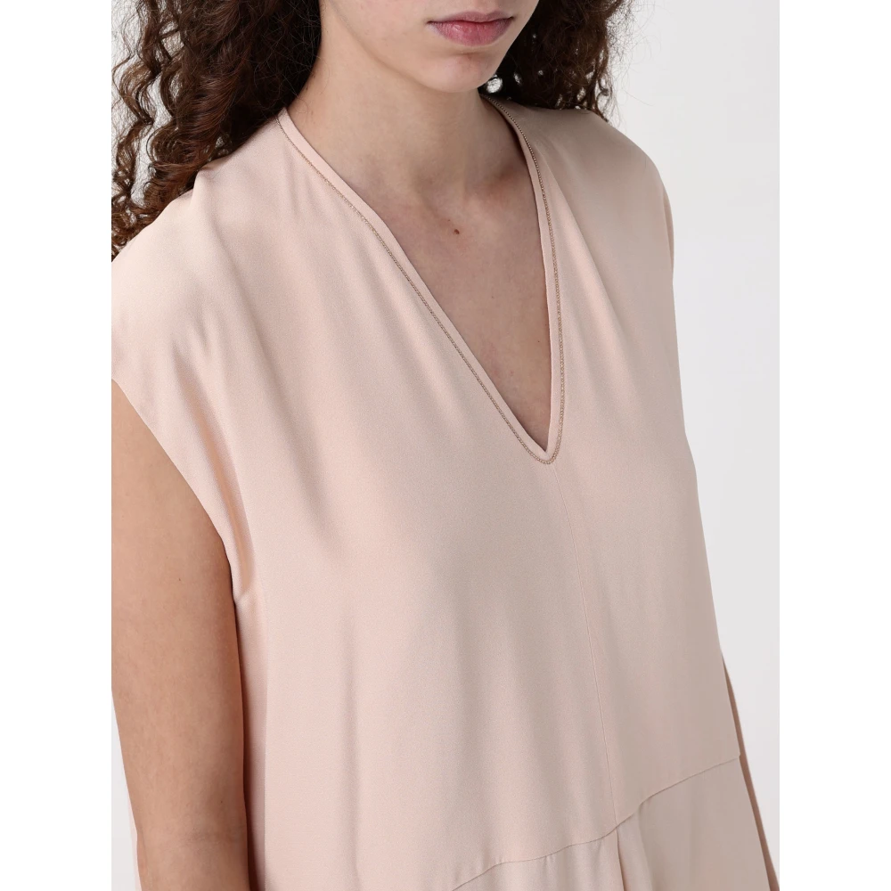 Fabiana Filippi Elegante Zwarte Jurk met Kantdetail Pink Dames