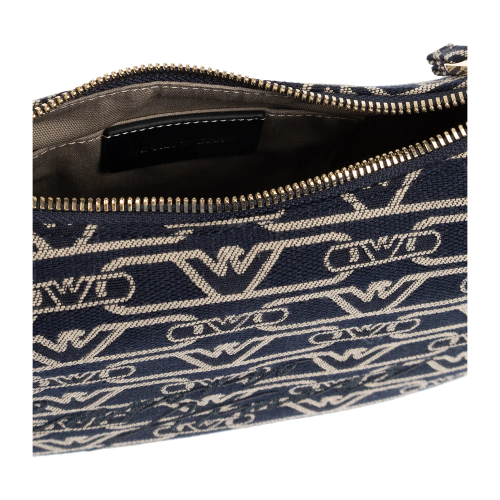 Emporio Armani Schoudertas met geborduurd logo Black Dames
