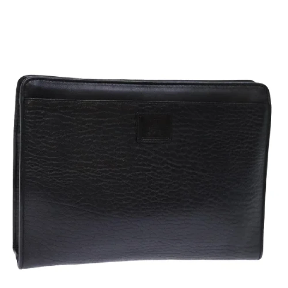 Burberry Vintage Pre-owned Leather clutches Black Dames