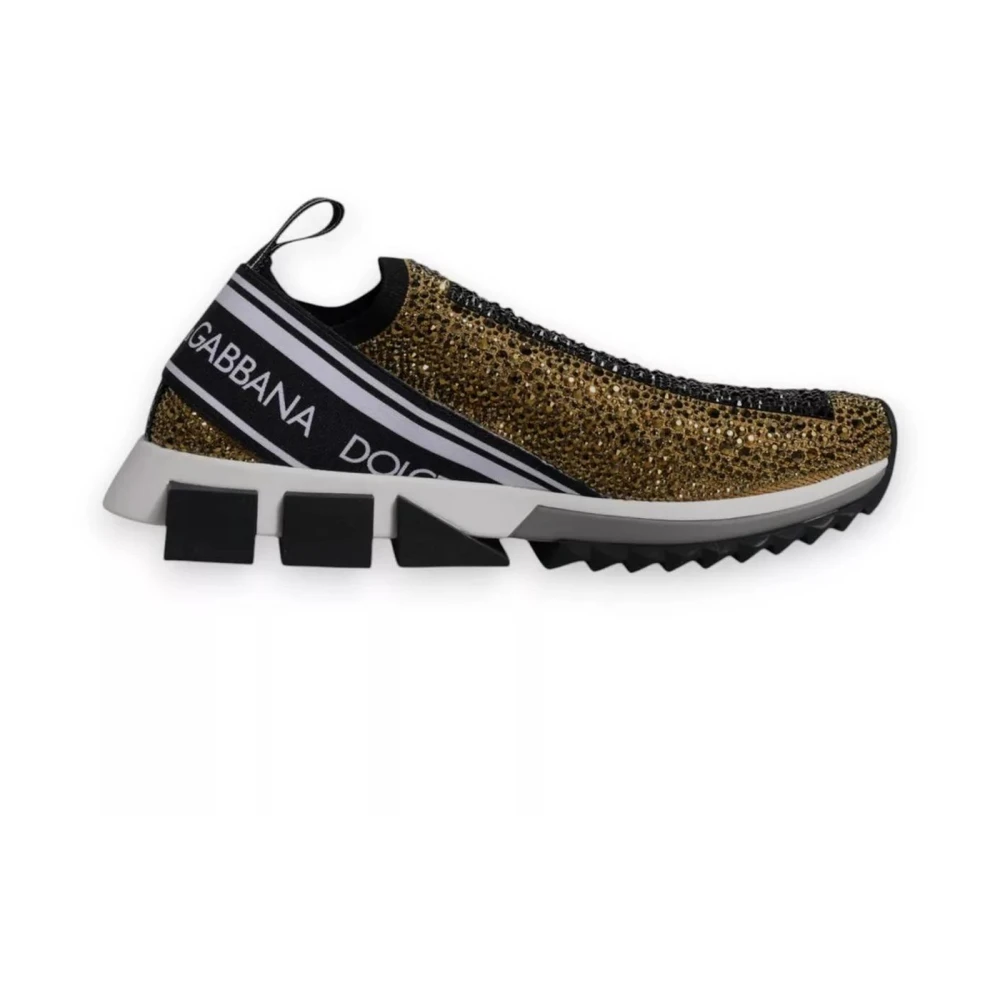 Dolce & Gabbana Rhinestone Slip-On Sneakers met Geribbelde Zool Heren Schoenen Veelkleurig Multicolor