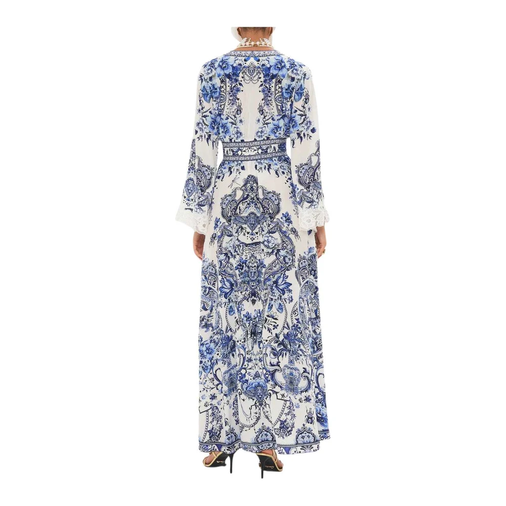 Camilla Blauw en Wit Kimono Mouw Jurk Multicolor Dames