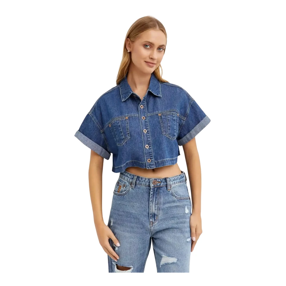 One Teaspoon Blauwe Wrap Shirt Blue Dames