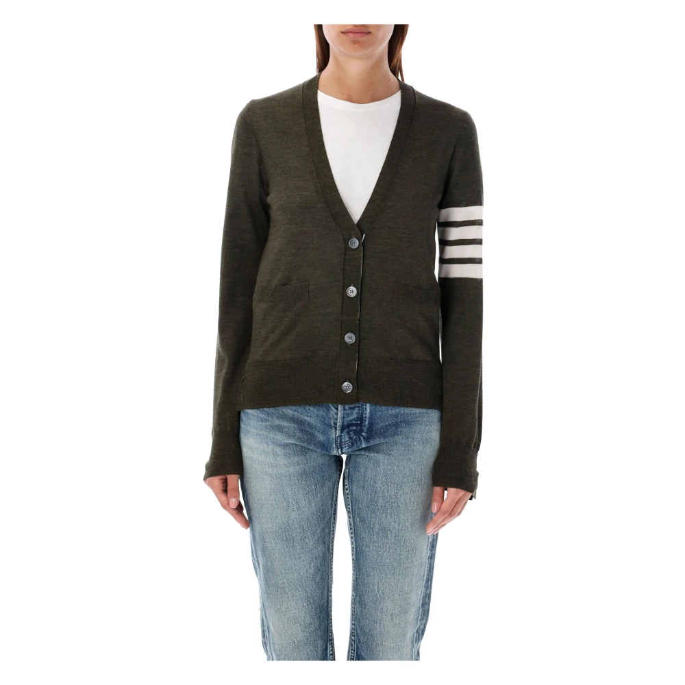 Thom Browne Donkergroene V-hals Cardigan Gebreide kleding Green Dames