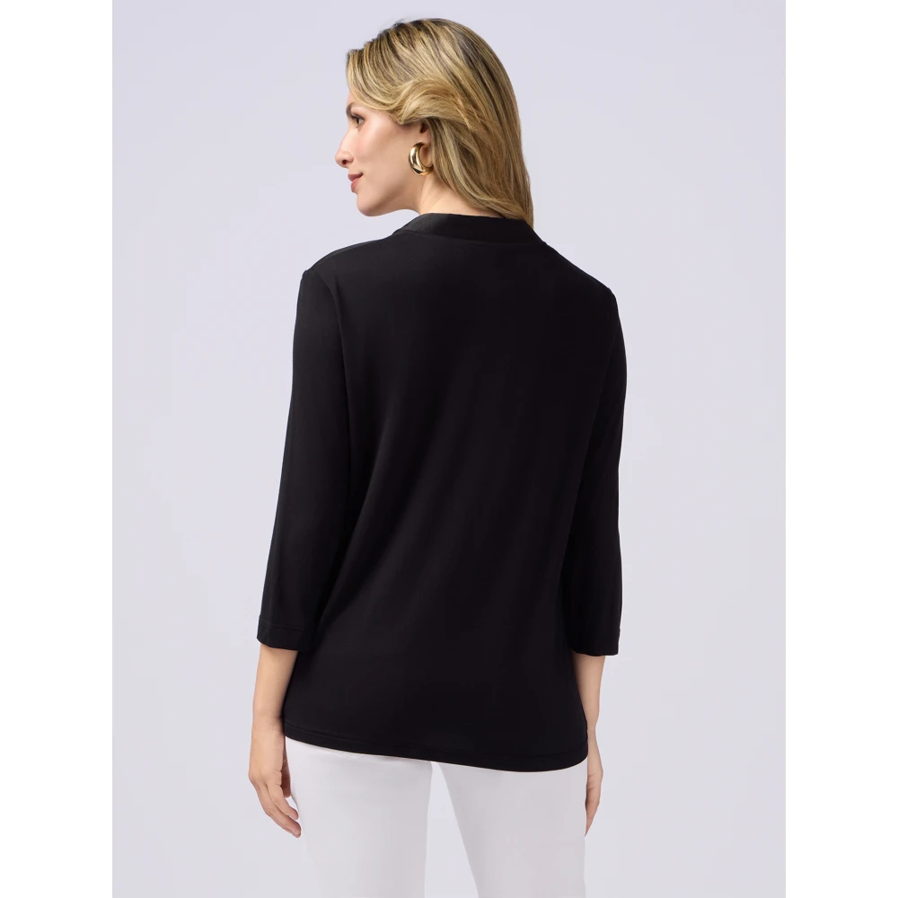 Oltre T-shirt gemaakt van bi-materialen met V-hals Black Dames