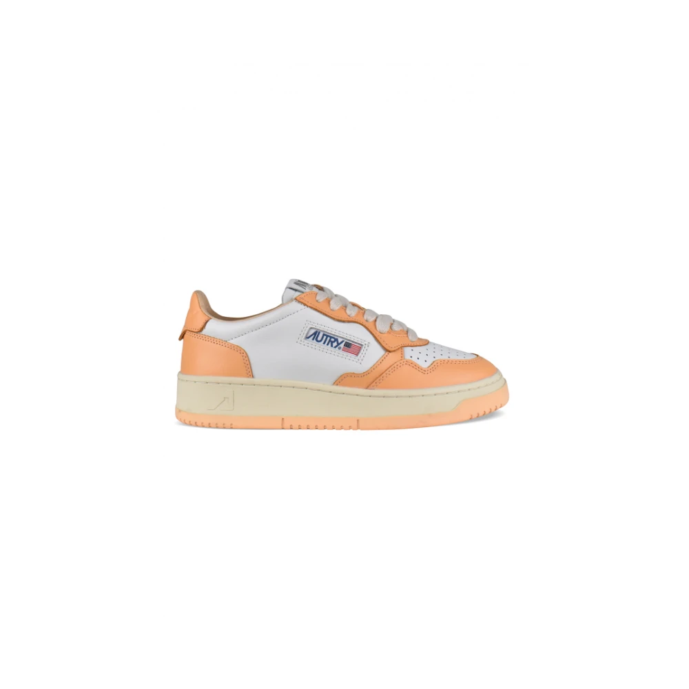 Autry Vita och Orange Läder Sneakers White, Dam