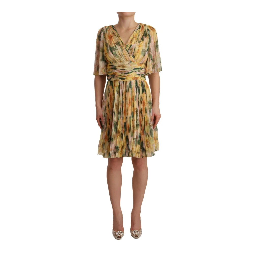 Dolce & Gabbana Women's Yellow Short Dresses, Xs, Floral Print Maxi Dress