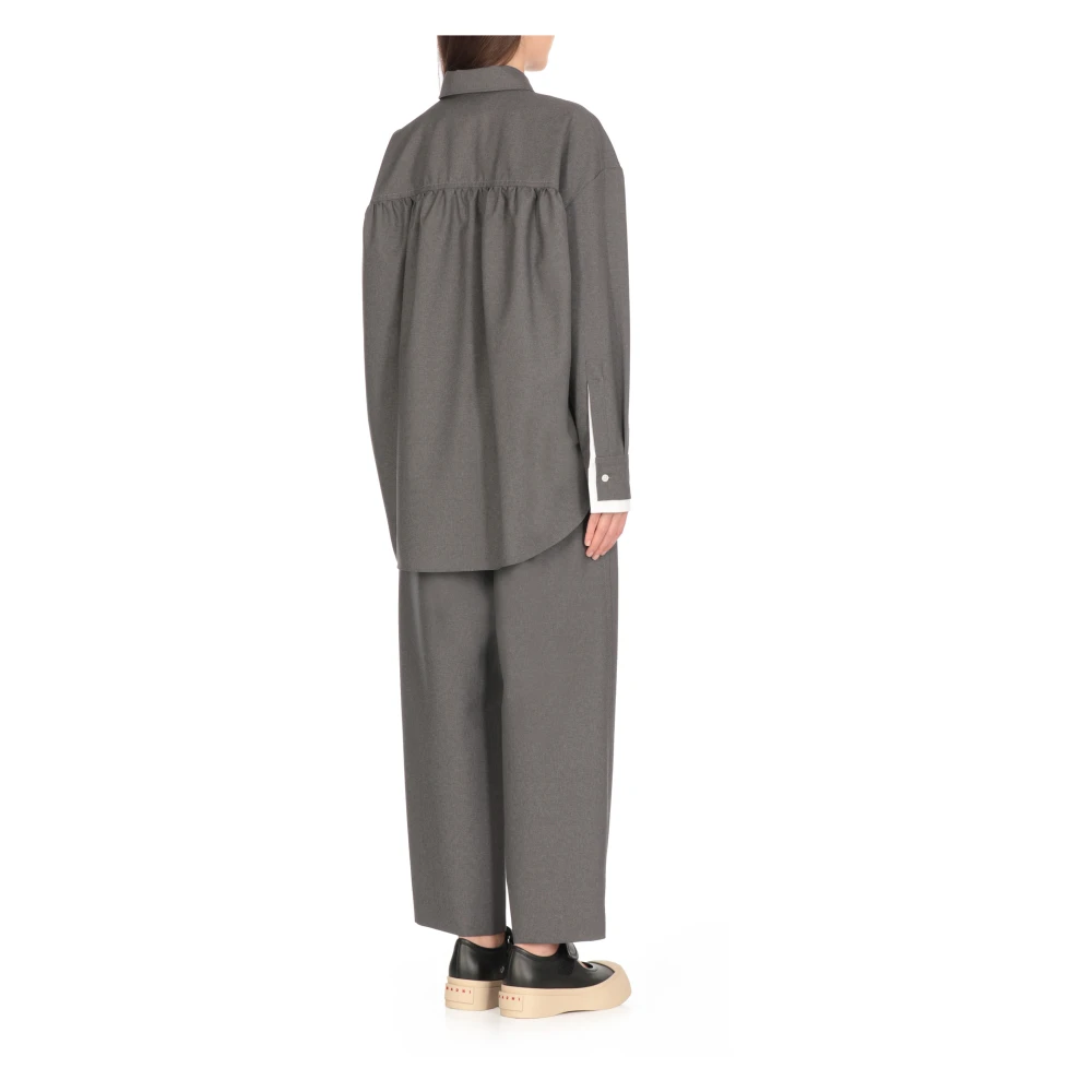 Marni Grijze wollen overhemd met geborduurde details Gray Dames