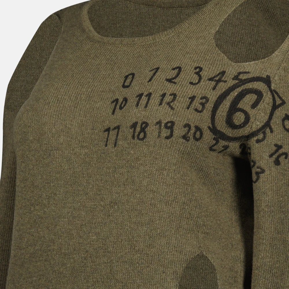 MM6 Maison Margiela Wollen trui met schoudergaten Green Dames