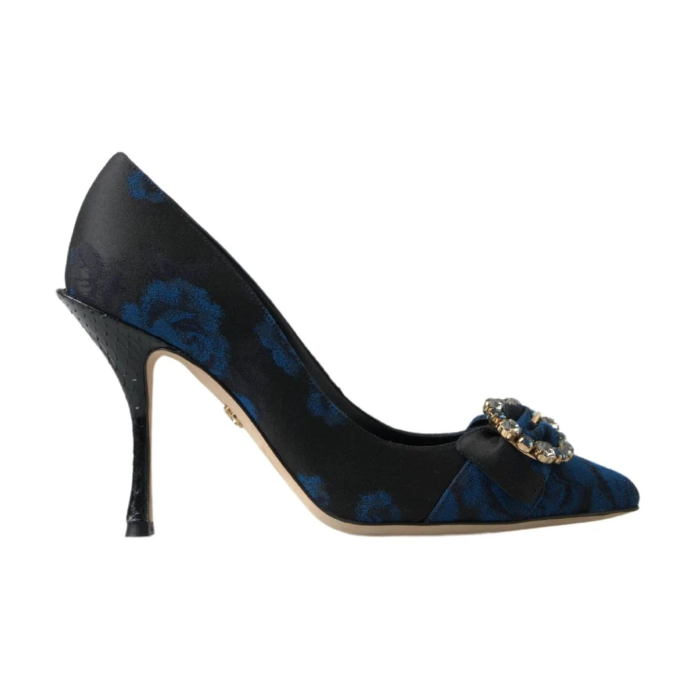 Dolce & Gabbana Women's Blue Floral Crystal Heels Pumps