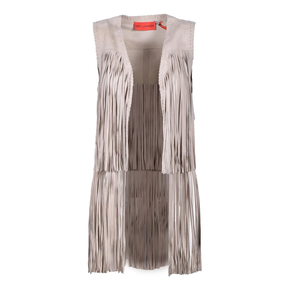Wild Cashmere Leren vest Beige Dames