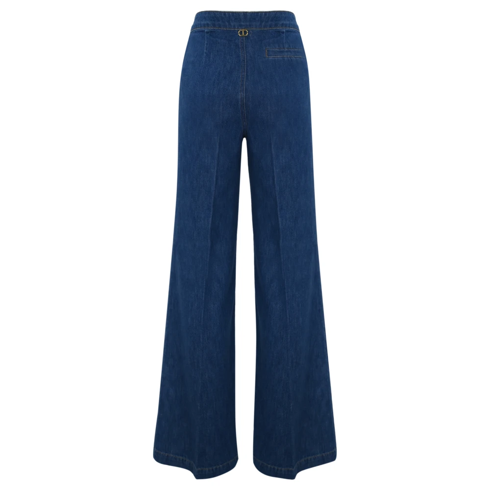 Twinset Hoge taille denim broek wijde pasvorm Blue Dames