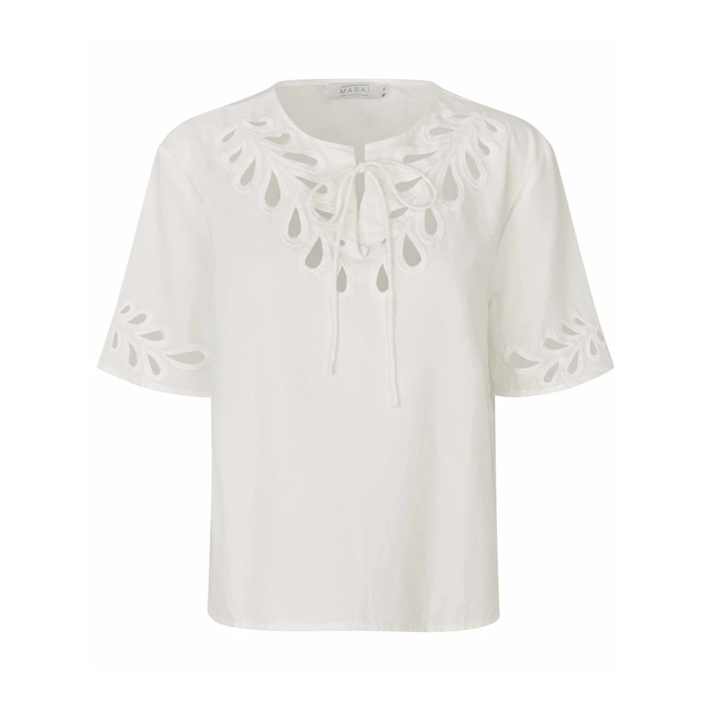 Masai Women's White Short Sleeve Blouse - Blouses - S - Blouses & Shirts