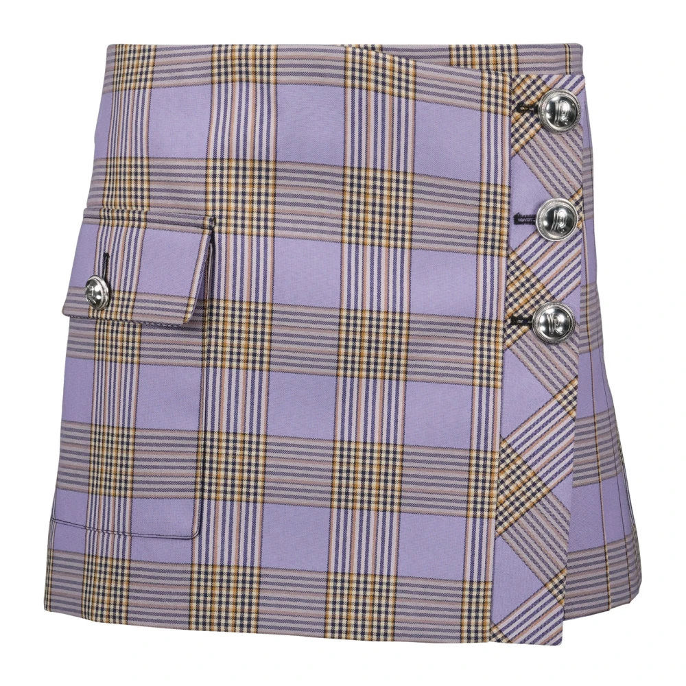 Rabanne Women's Purple Short Skirts, Xs, Plaid Mini Skirt