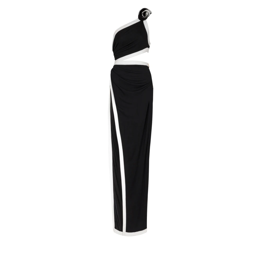 Balmain Asymmetrische Jurk met Roosdetail Black Dames