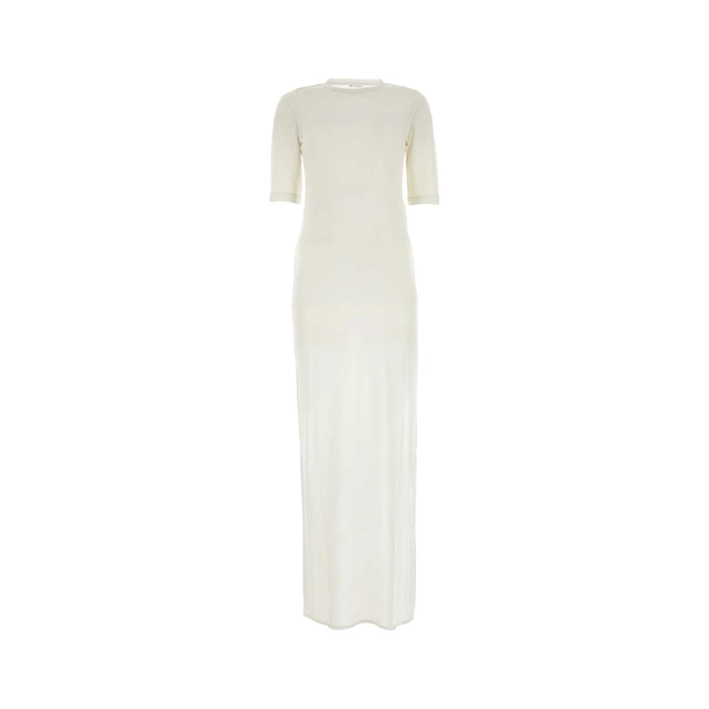 Ami Paris Lyocell T-shirt Jurk in Krijt White Dames