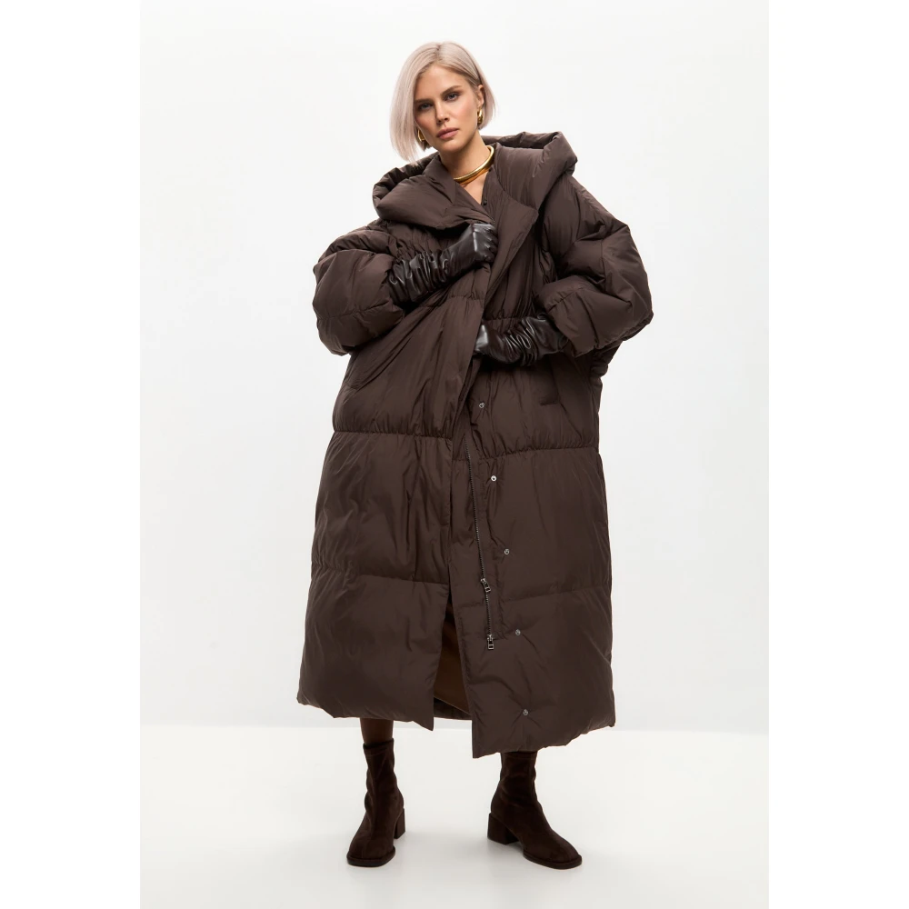 Cesare Gaspari Oversized Puffer Coat Chocolate Brown Dames