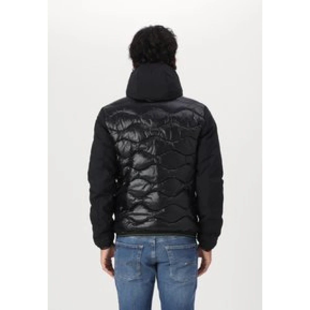 Blauer Heren gewatteerde jas met capuchon Black Heren