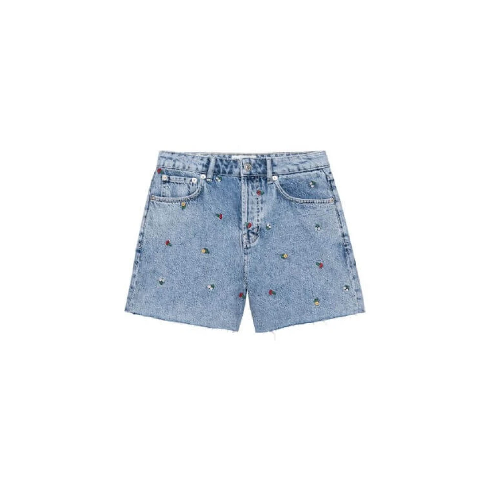 Rails Blomster Broderade Denim Shorts Blue, Dam