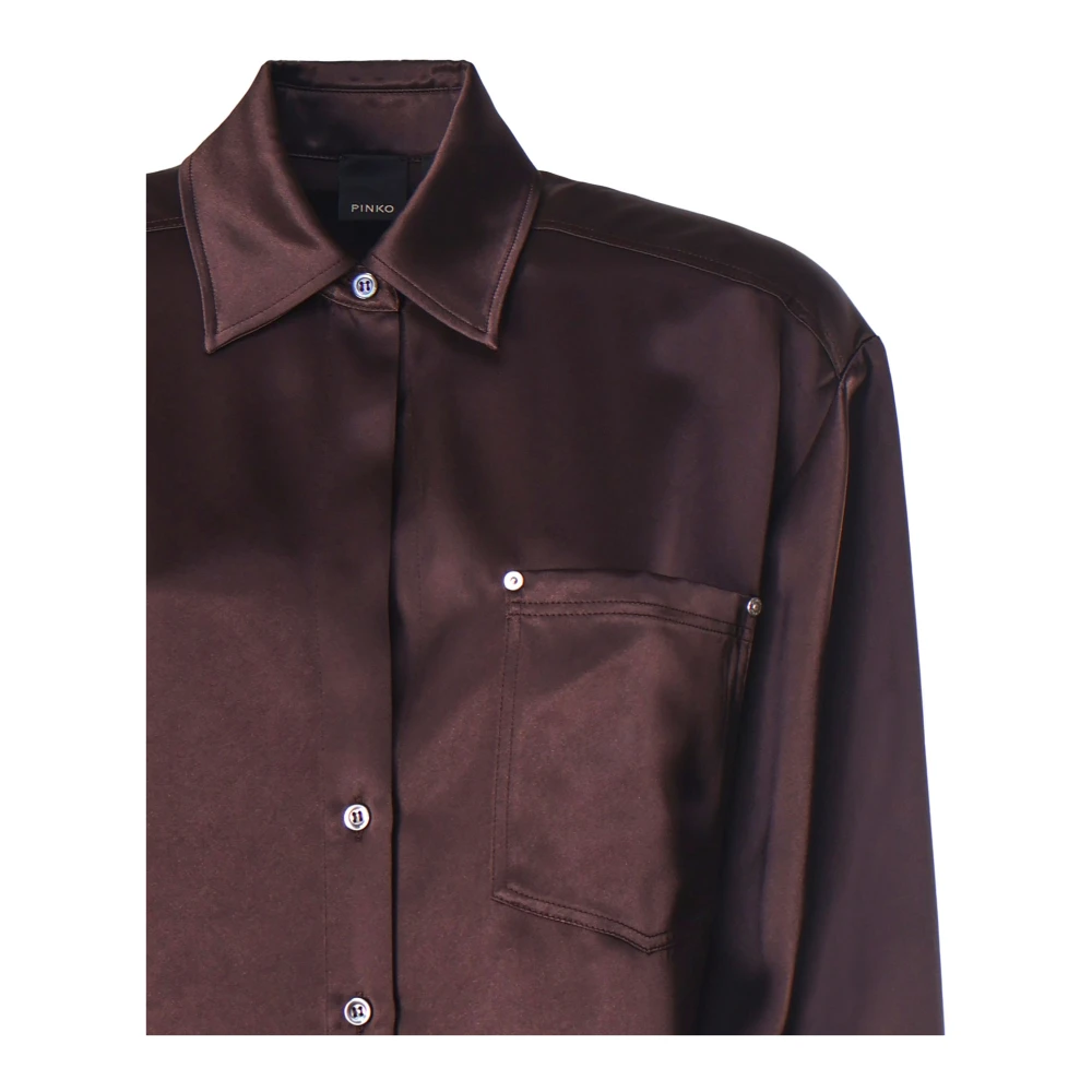 pinko Bruine Shirt met Diepe Halslijn Brown Dames