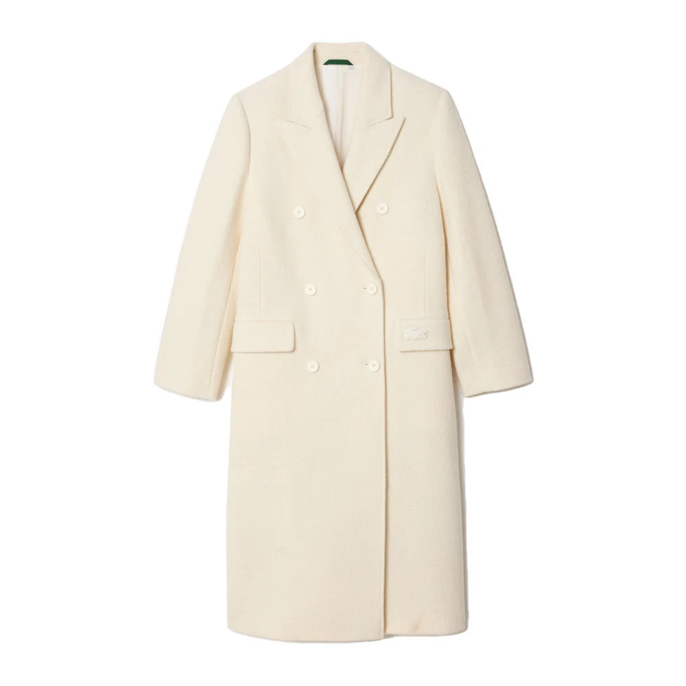 Lacoste Elegante Bouclé Jas met Klassieke Details White Dames