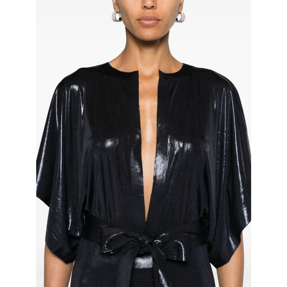 Norma Kamali Blauwe metallic finish feestjurk Blue Dames