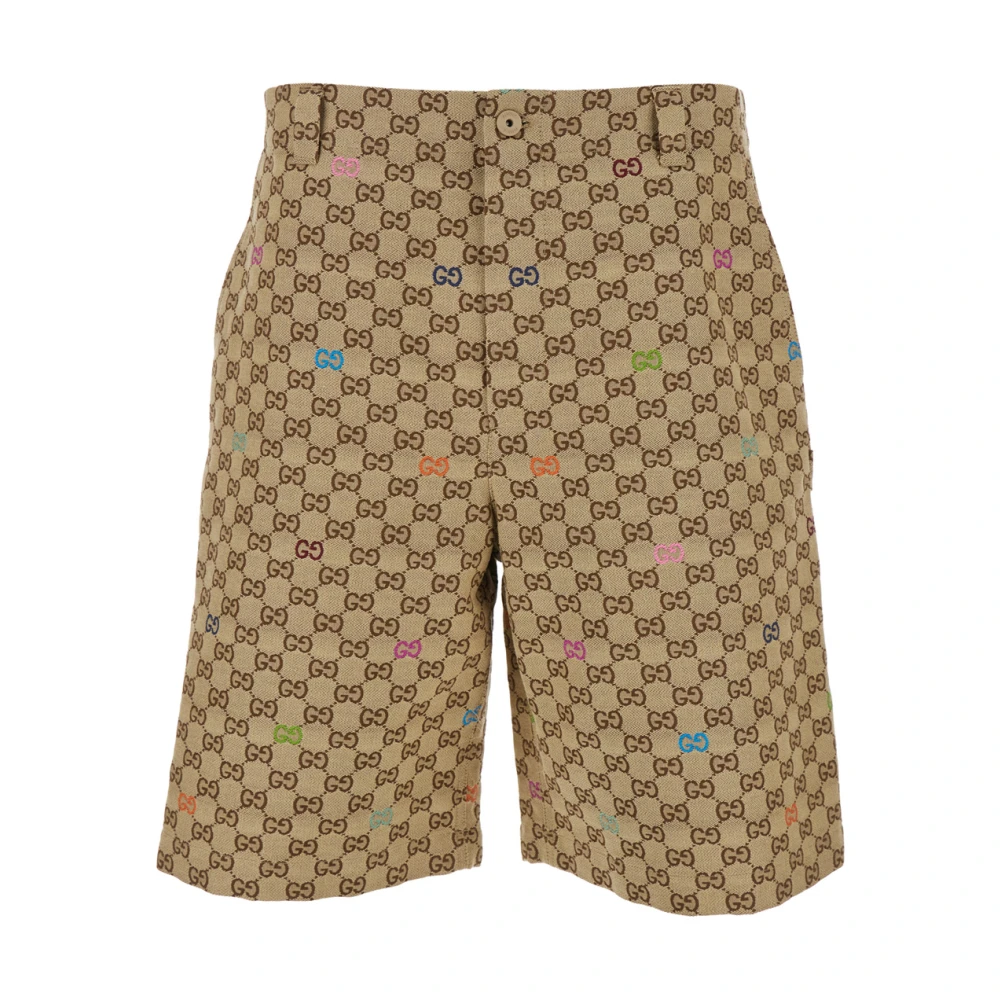 Gucci Men's Brown Casual Shorts, M, Gg Canvas Shorts