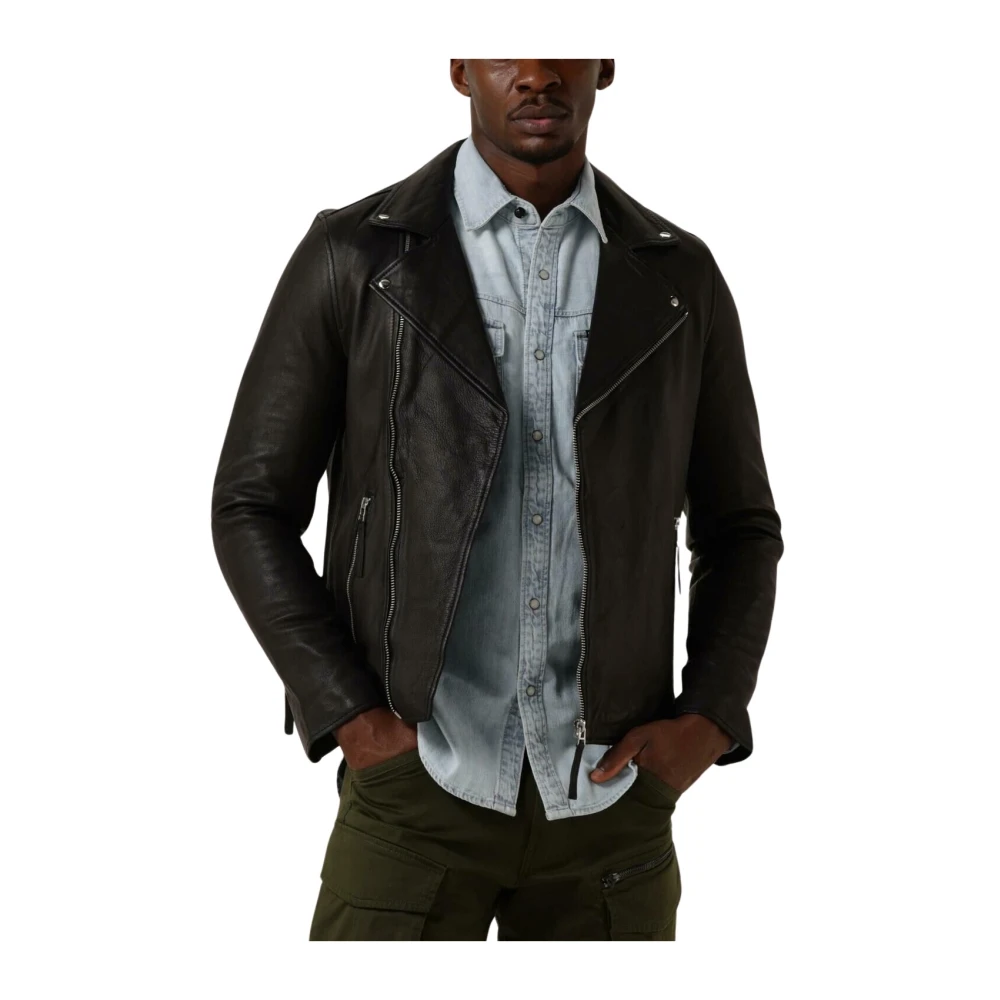 Goosecraft Zwarte Leren Bikerjas Black Heren