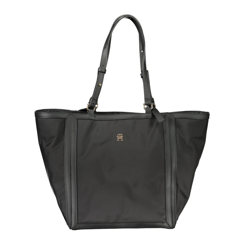 Tommy Hilfiger Women's Black `S Shoulder Bag With Adjustable Handles And Zip Closure - Shopping Bags - One Size- Bags