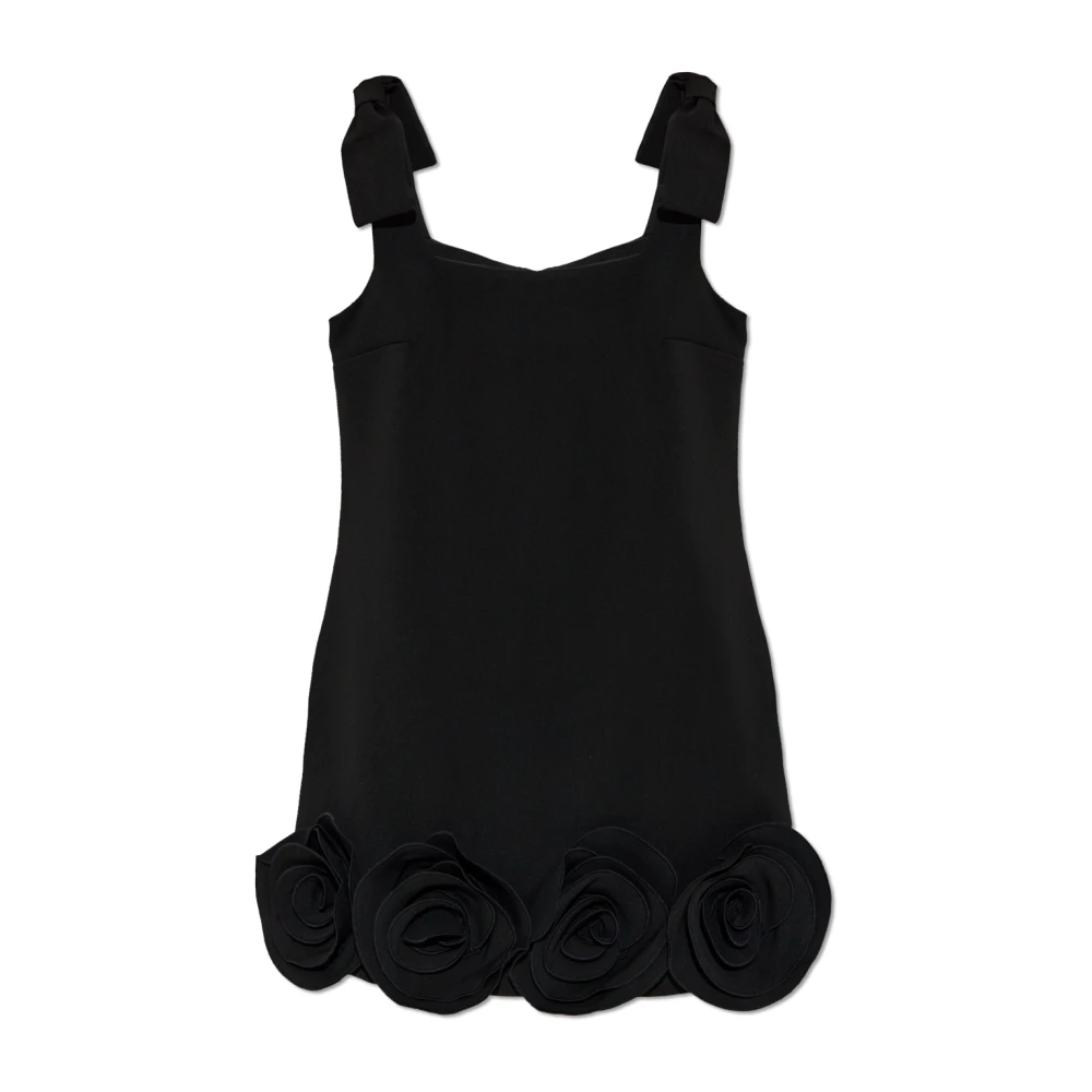 Self Portrait Women's Black Dress Finished With Appliqués