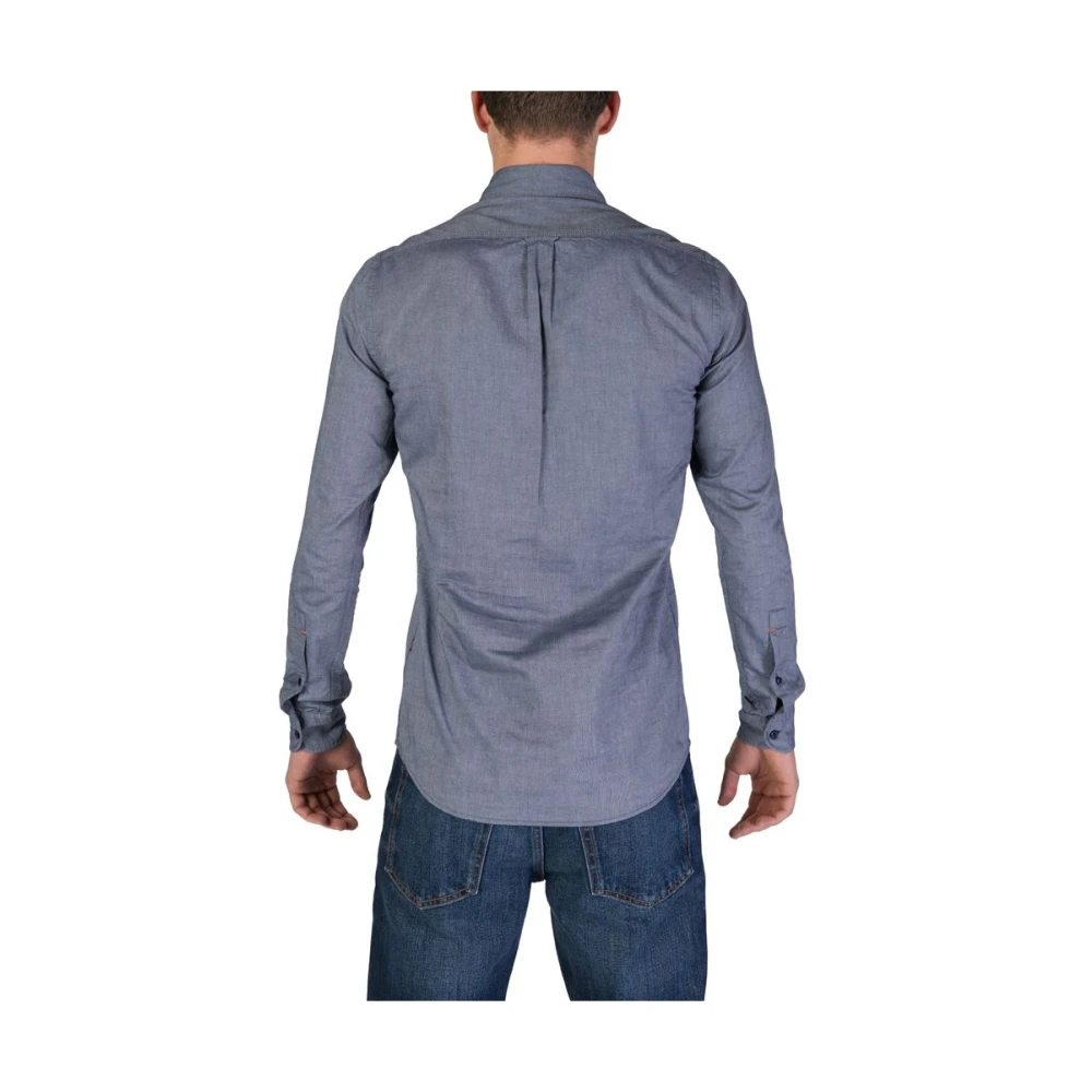 Hugo Boss Blauw Katoenen Overhemd Lange Mouw Blue Heren