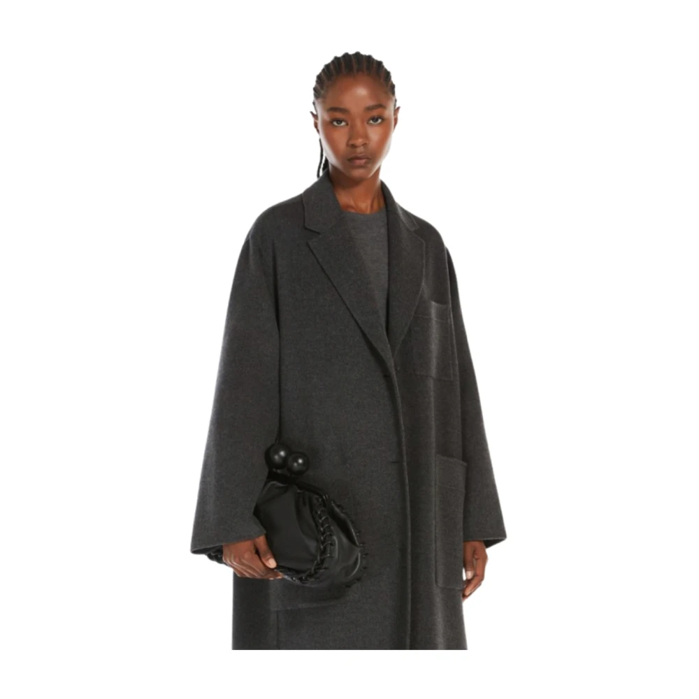 Max Mara Zwarte Leren Clutch Tas Black Dames