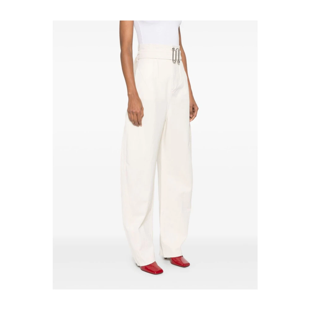 SPORTMAX Beige Jeans met Riemtaille Beige Dames