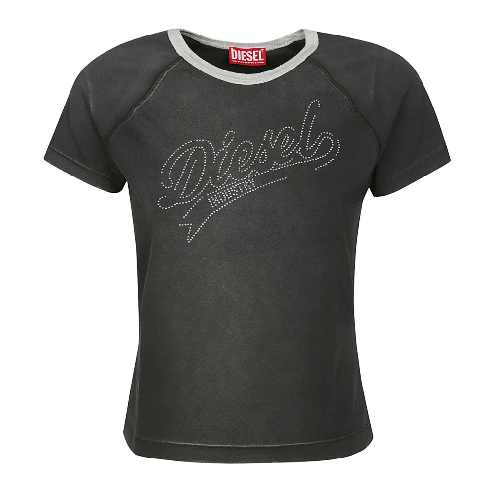 Diesel T-Vincie T-shirt met logo Black Dames