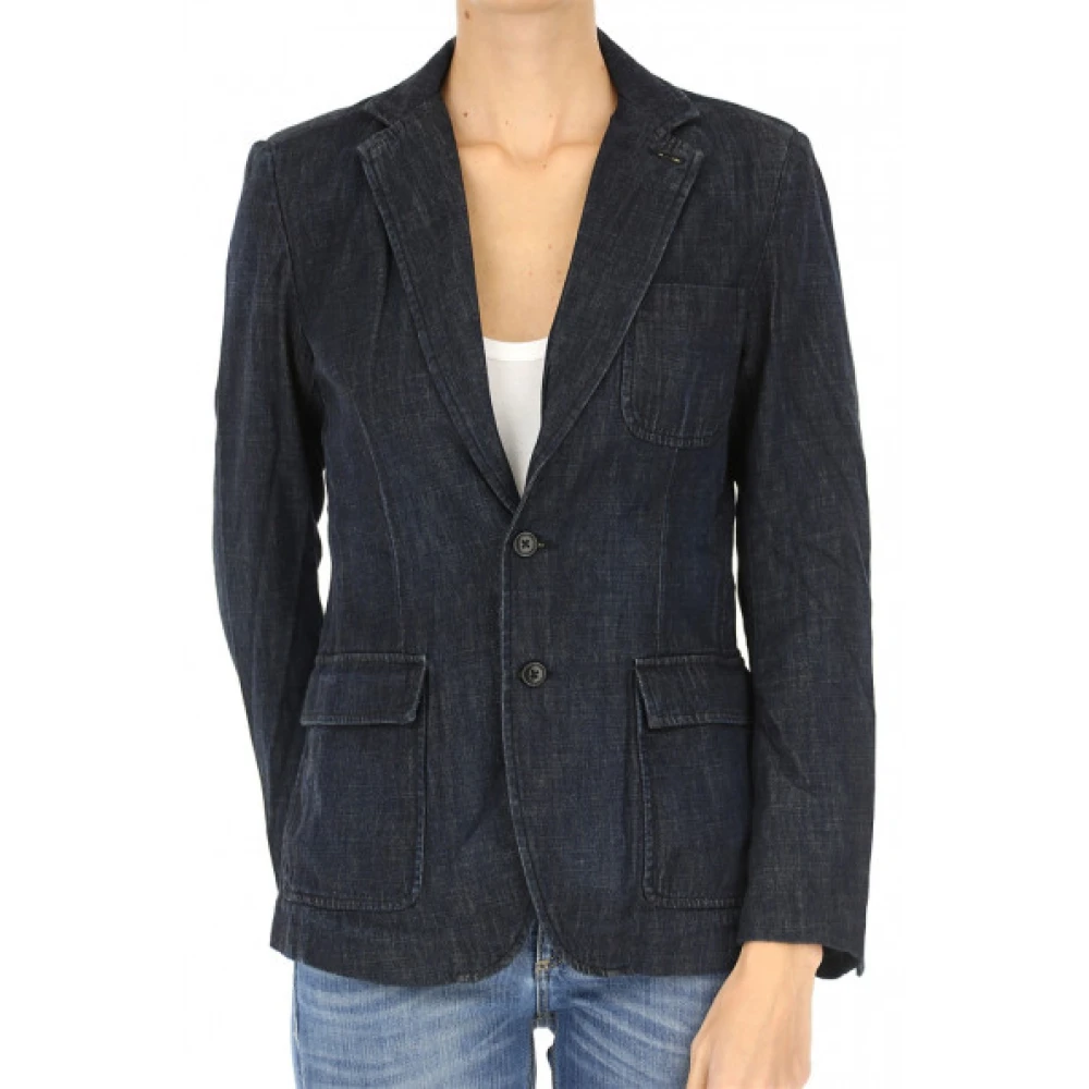 Polo Ralph Lauren Denim Blazer met 2-Knoopssluiting Black Dames