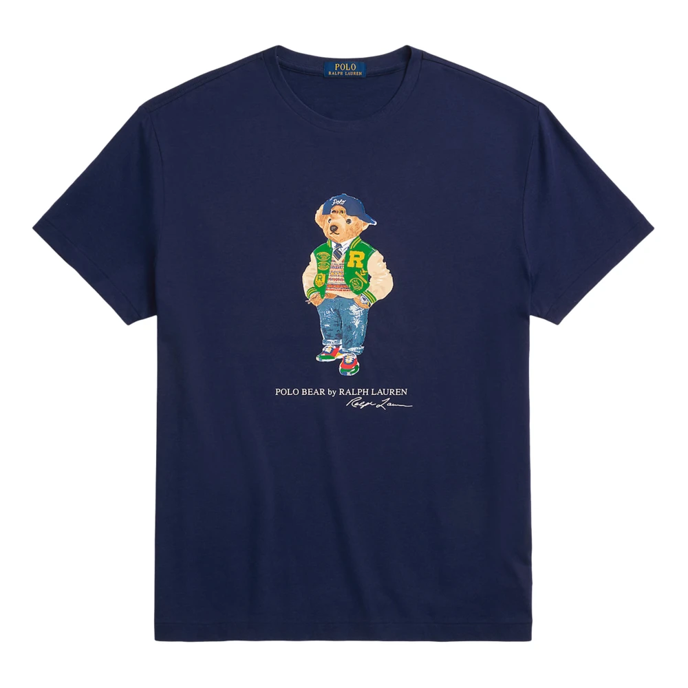 Polo Ralph Lauren Navy Varsity Bear Grafisch T-shirt Blue Heren