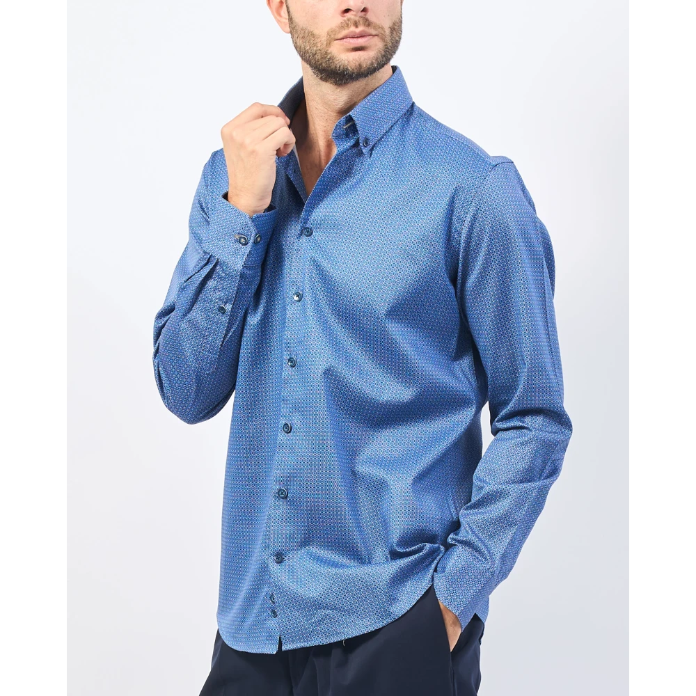 Bugatti Blauw Katoenen Overhemd met Klassieke Kraag Blue Heren