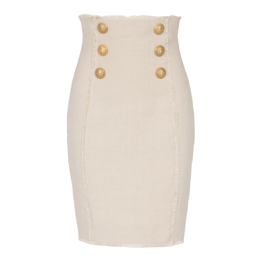 Balmain Linnen Kokerrok Beige Dames